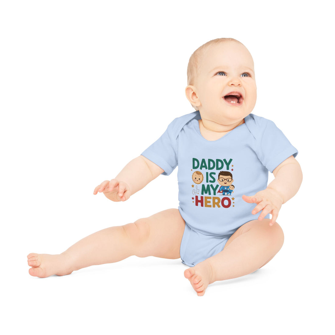 "Daddy is my hero" Baby Organic Short Sleeve Bodysuit