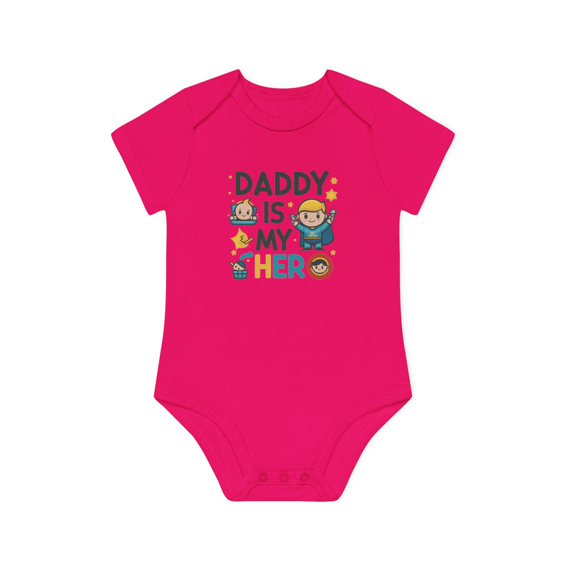 "Daddy is my hero" Baby Organic Short Sleeve Bodysuit