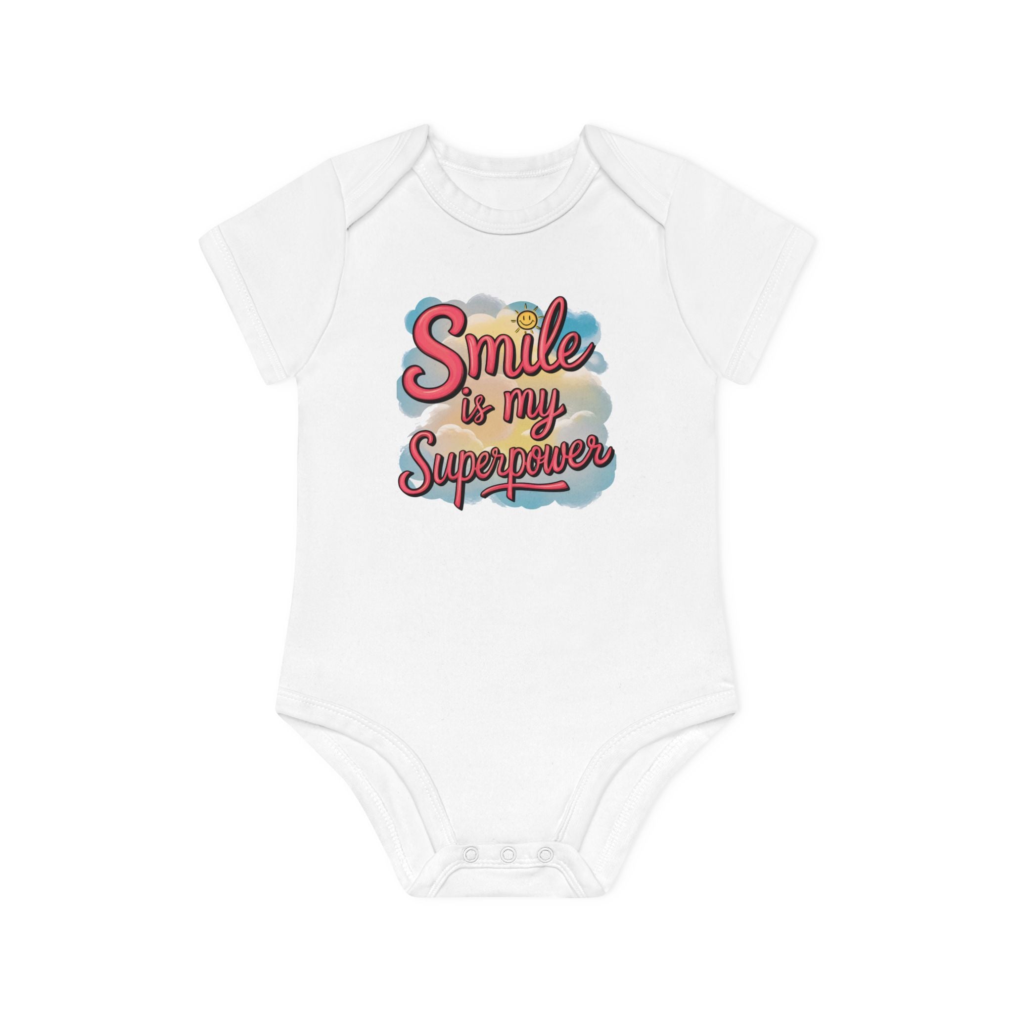 "Smile is my superpower" Baby Organic Short Sleeve Bodysuit
