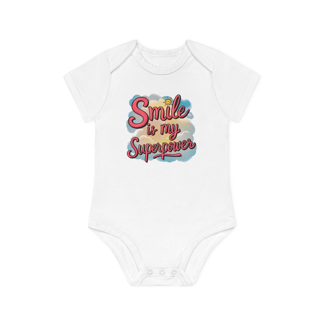 "Smile is my superpower" Baby Organic Short Sleeve Bodysuit