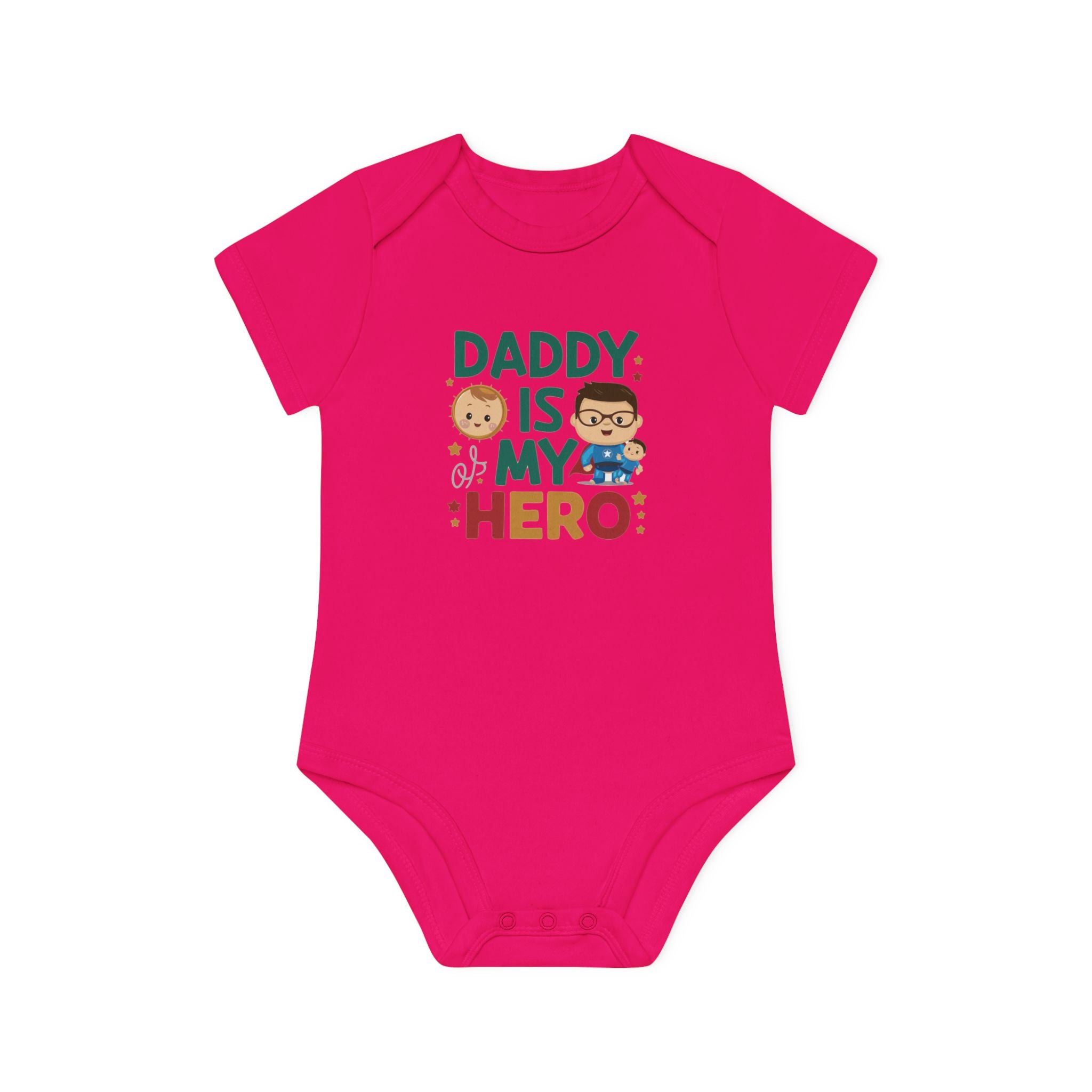 "Daddy is my hero" Baby Organic Short Sleeve Bodysuit