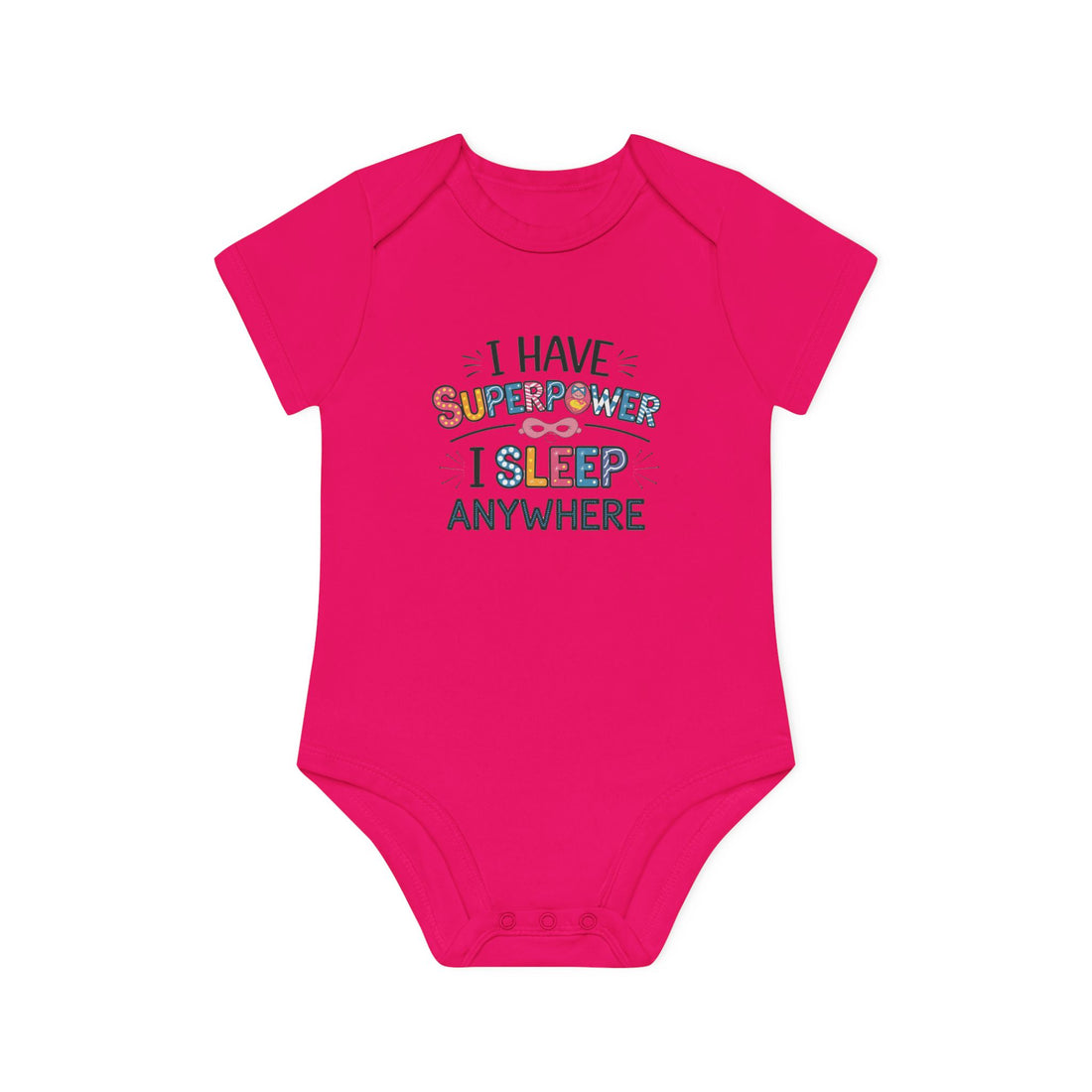 "I have superpower I sleep anywhere" Baby Organic Short Sleeve Bodysuit