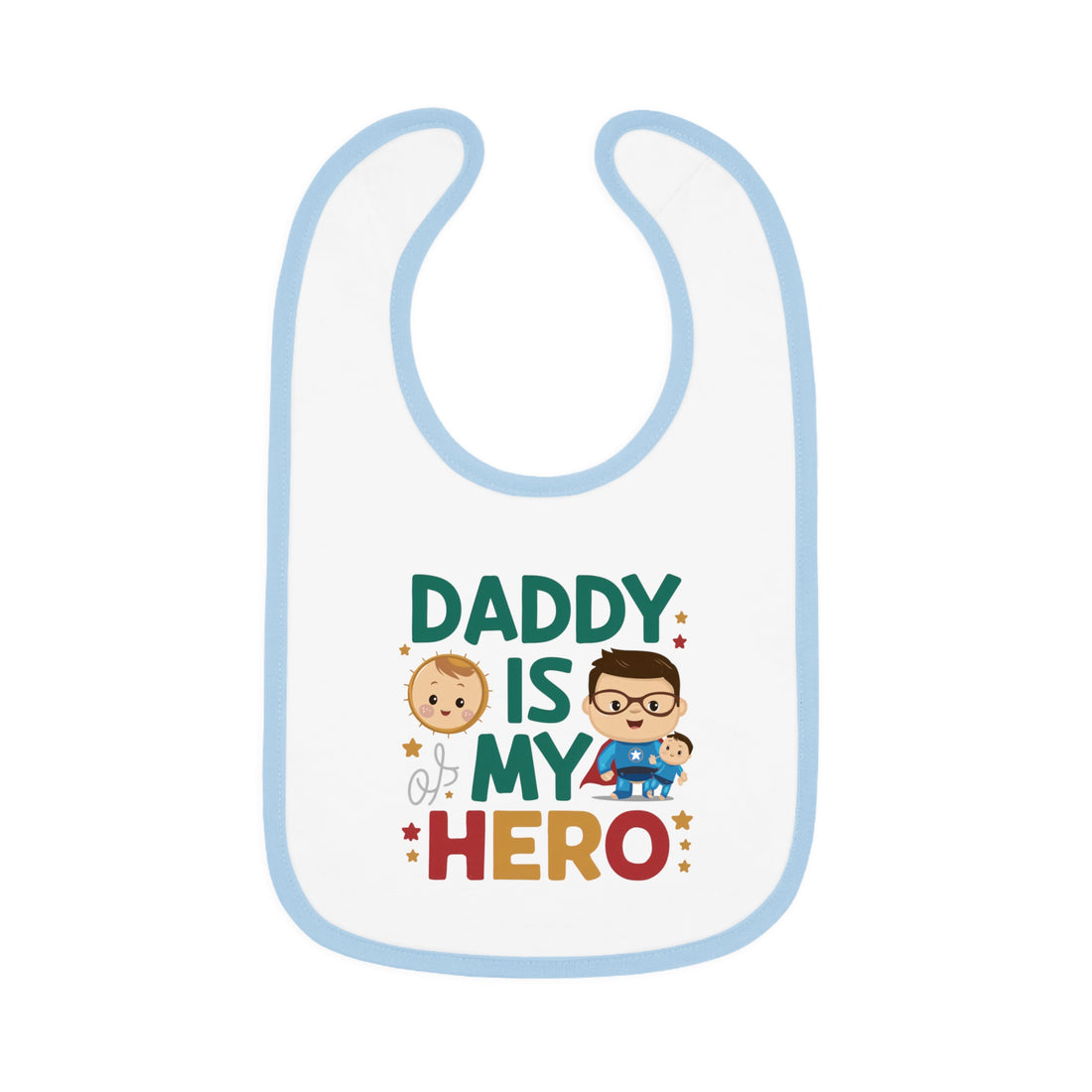 "Daddy is my hero" Baby Contrast Trim Jersey Bib