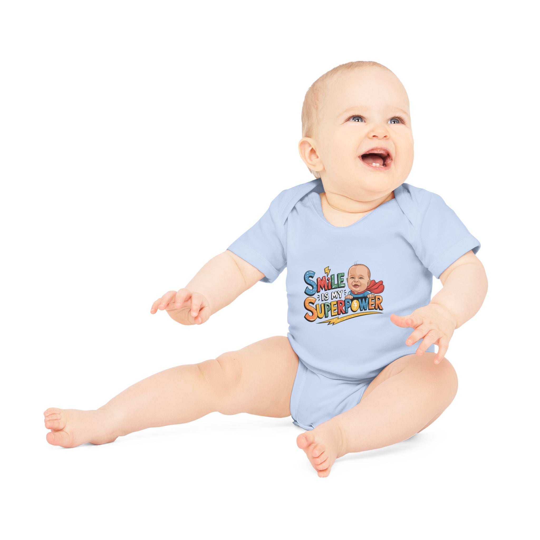"Smile is my superpower" Baby Organic Short Sleeve Bodysuit