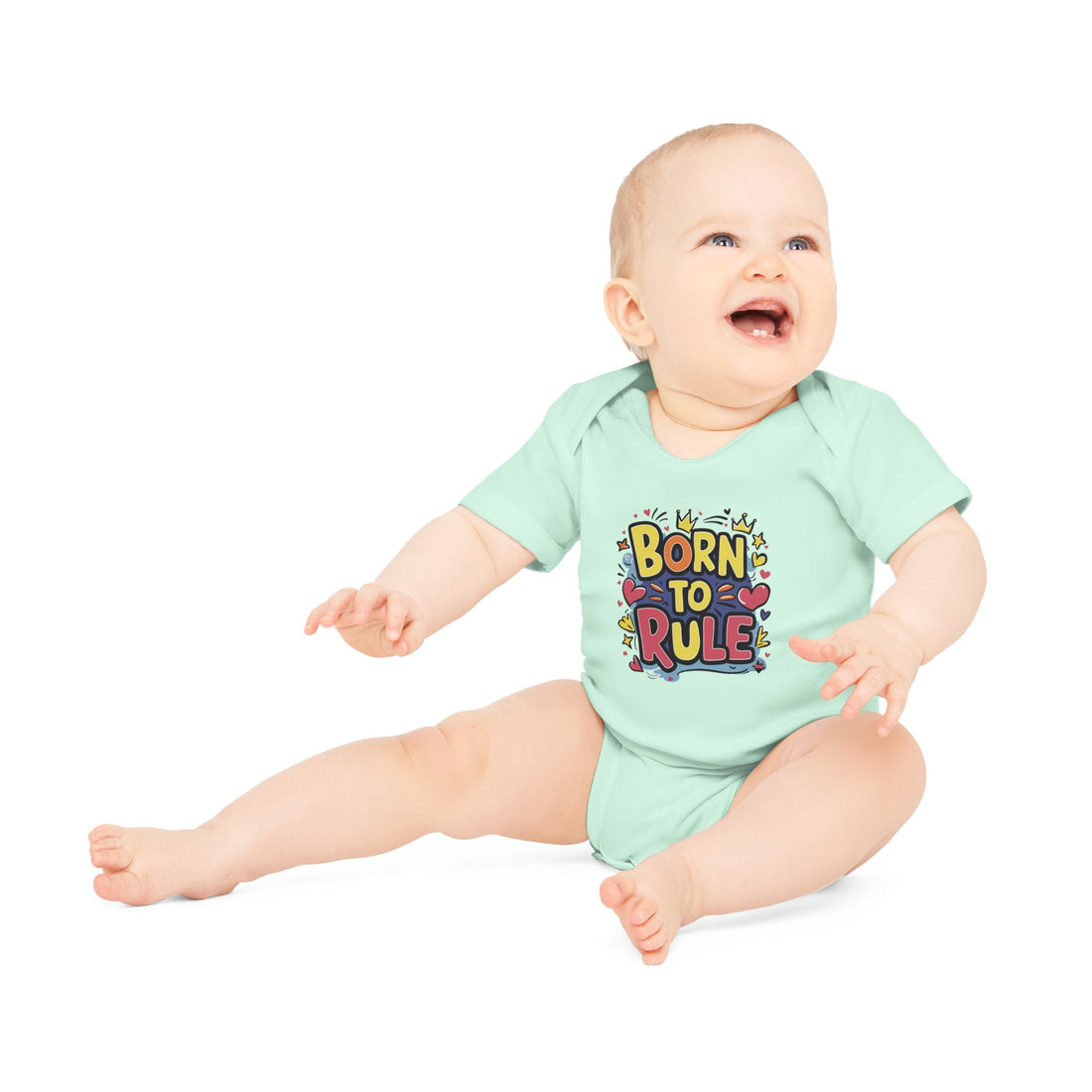 "Born to rule" Baby Organic Short Sleeve Bodysuit