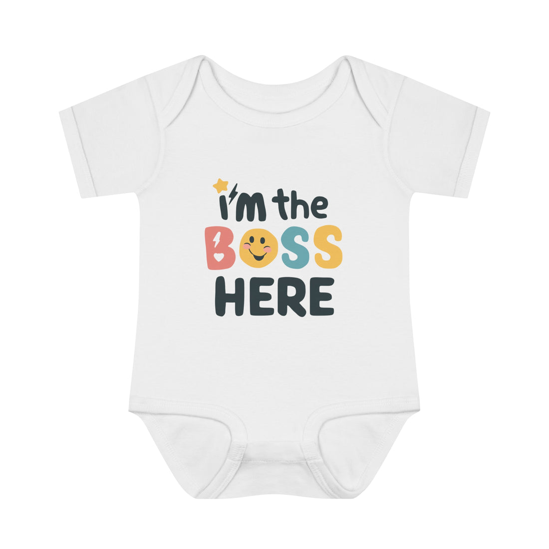 "I'm the boss here" Infant Baby Rib Bodysuit