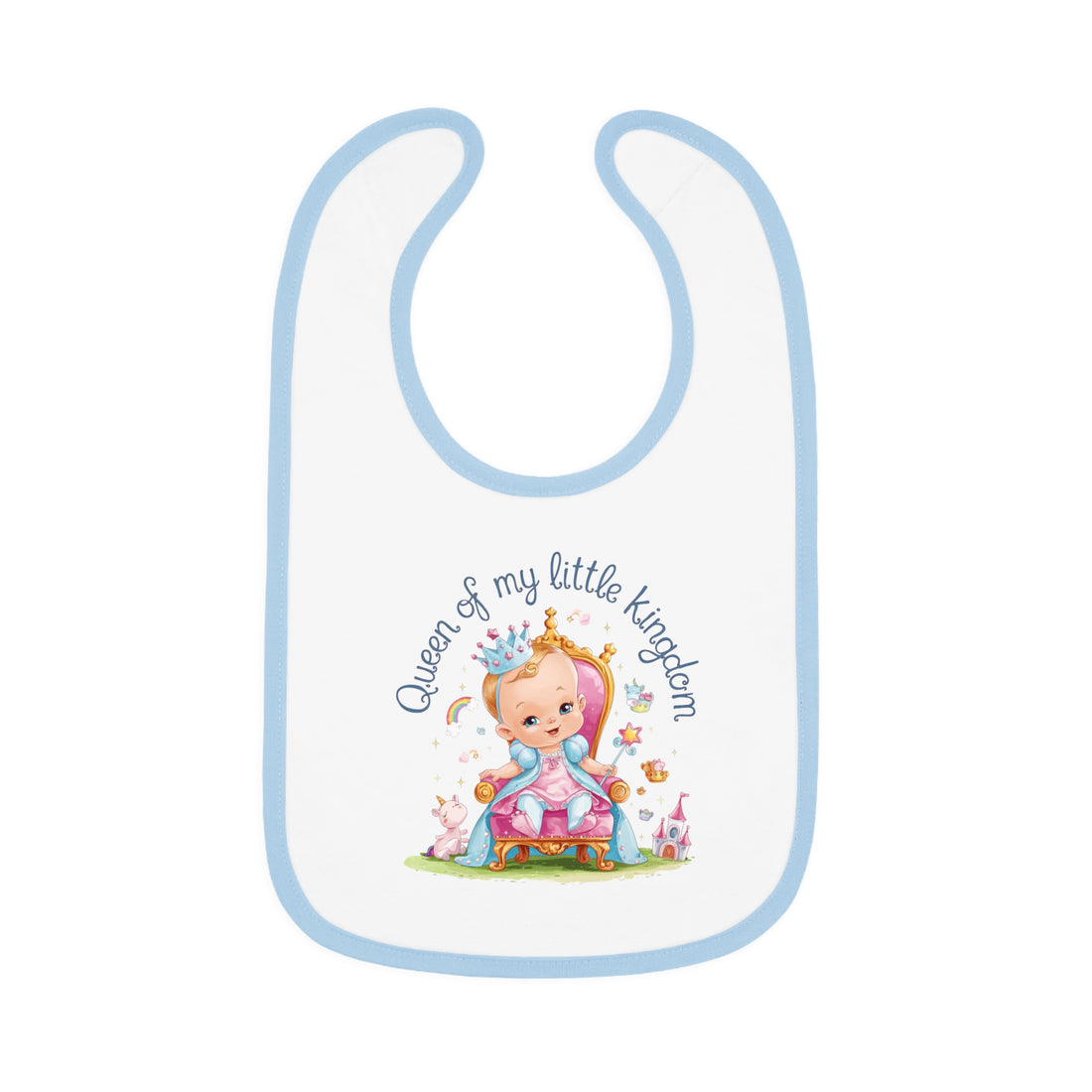 "Queen of my little kingdom" Baby Contrast Trim Jersey Bib