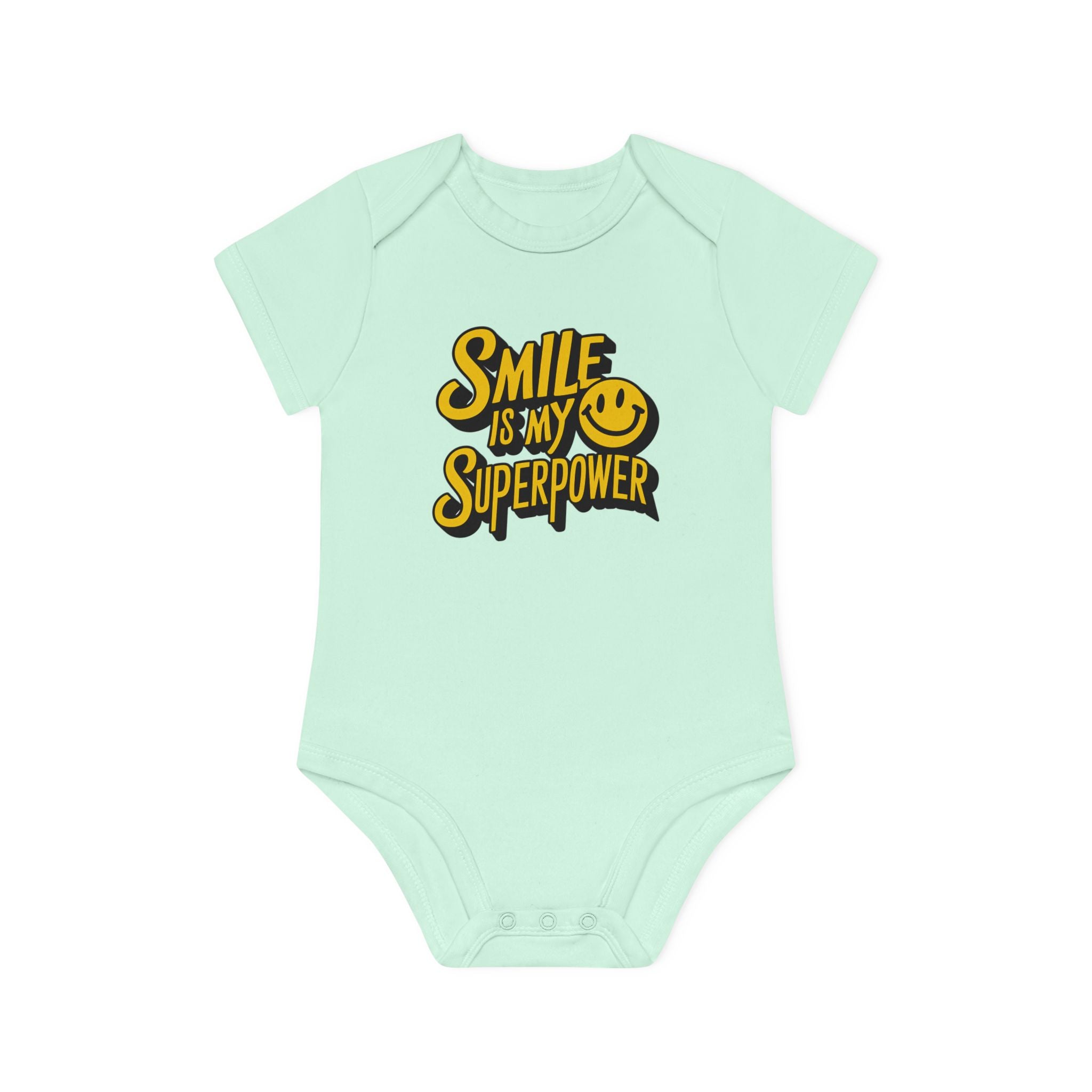 "Smile is my superpower" Baby Organic Short Sleeve Bodysuit