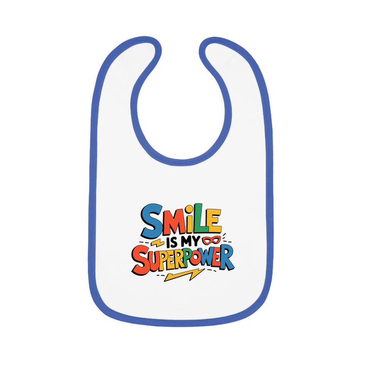 "Smile is my superpower" Baby Contrast Trim Jersey Bib