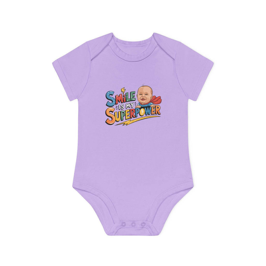 "Smile is my superpower" Baby Organic Short Sleeve Bodysuit