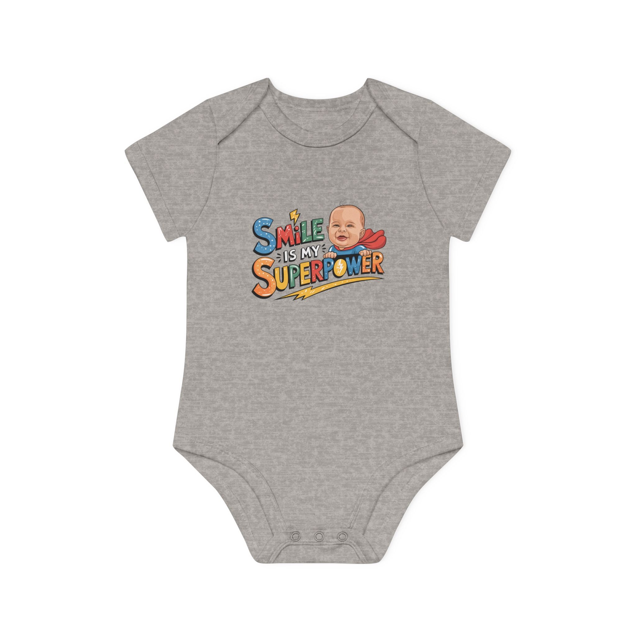 "Smile is my superpower" Baby Organic Short Sleeve Bodysuit