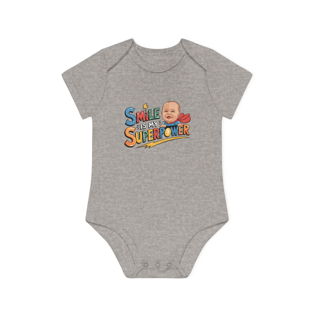 "Smile is my superpower" Baby Organic Short Sleeve Bodysuit