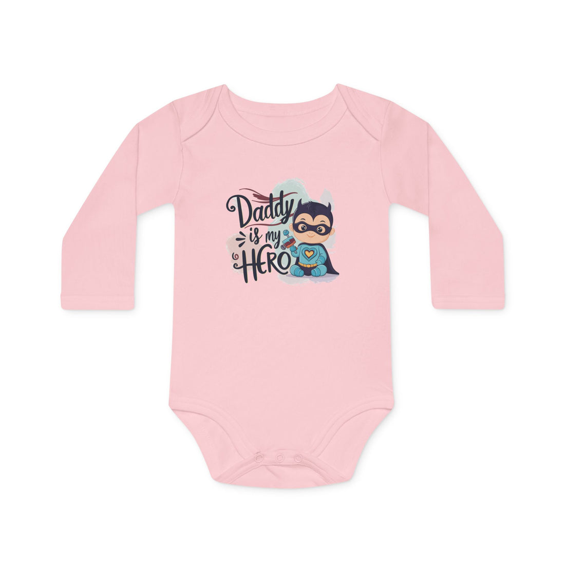 "Daddy is my hero" Baby Long-Sleeve Organic Bodysuit