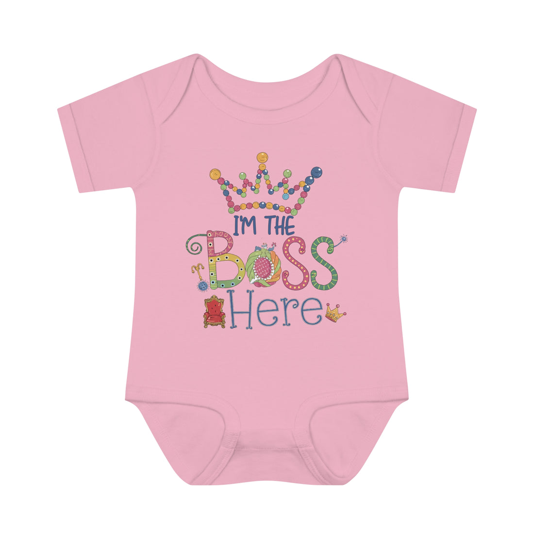 "I'm the boss here" Infant Baby Rib Bodysuit