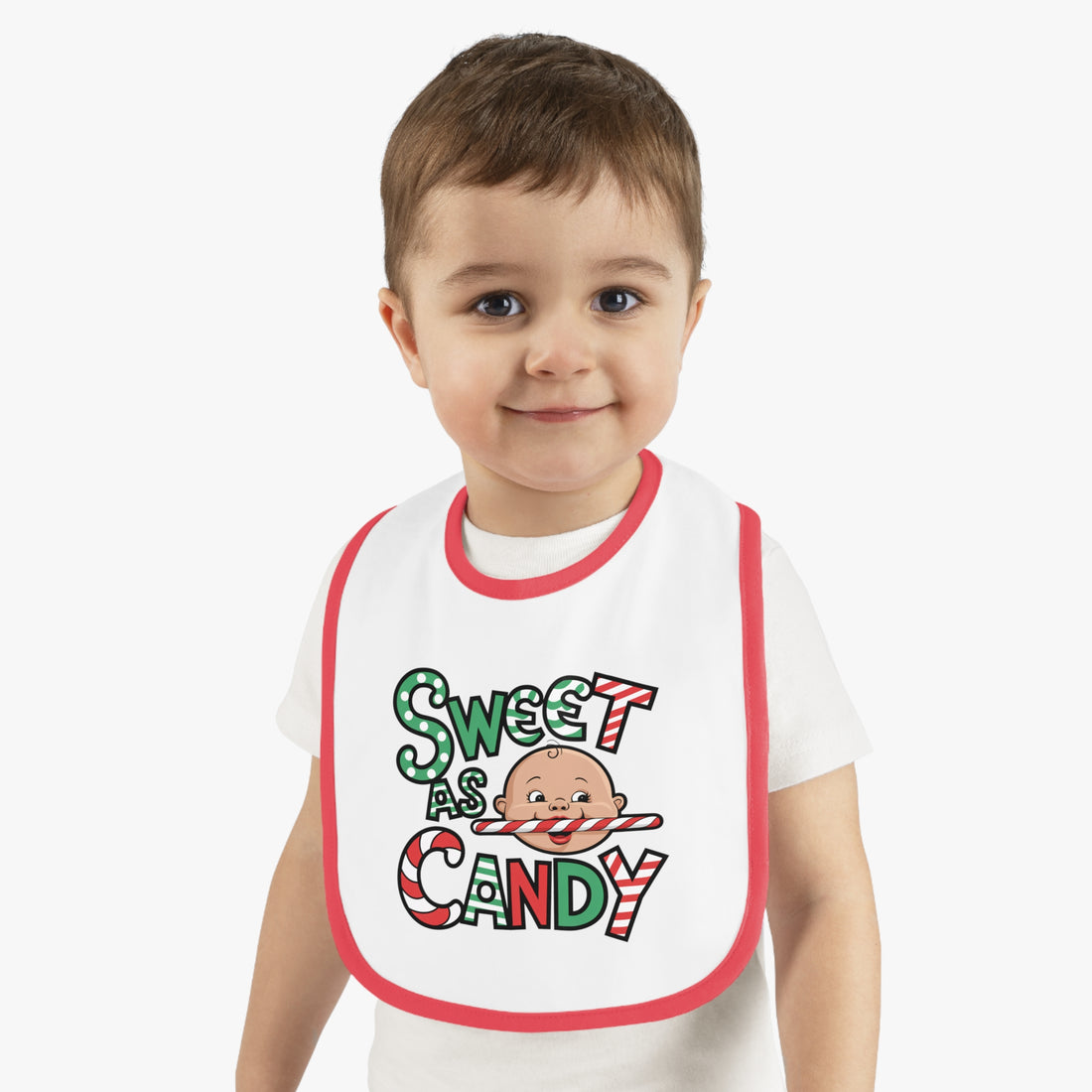 "Sweet as candy" Baby Contrast Trim Jersey Bib