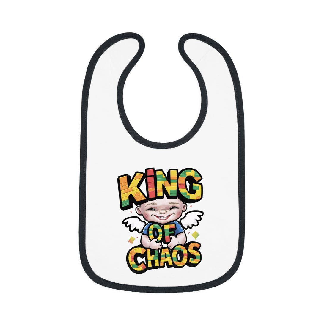 "King of chaos" Baby Contrast Trim Jersey Bib