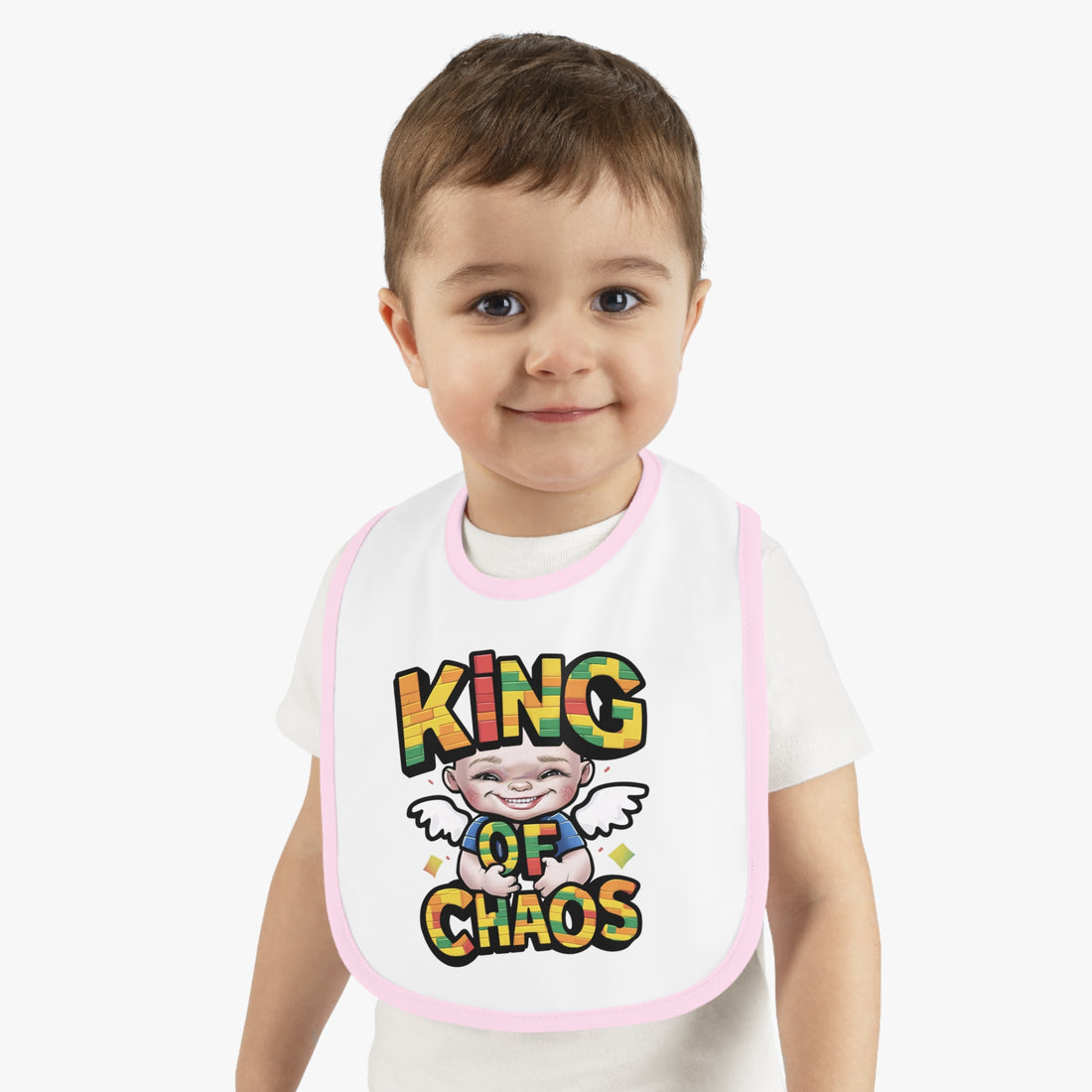 "King of chaos" Baby Contrast Trim Jersey Bib