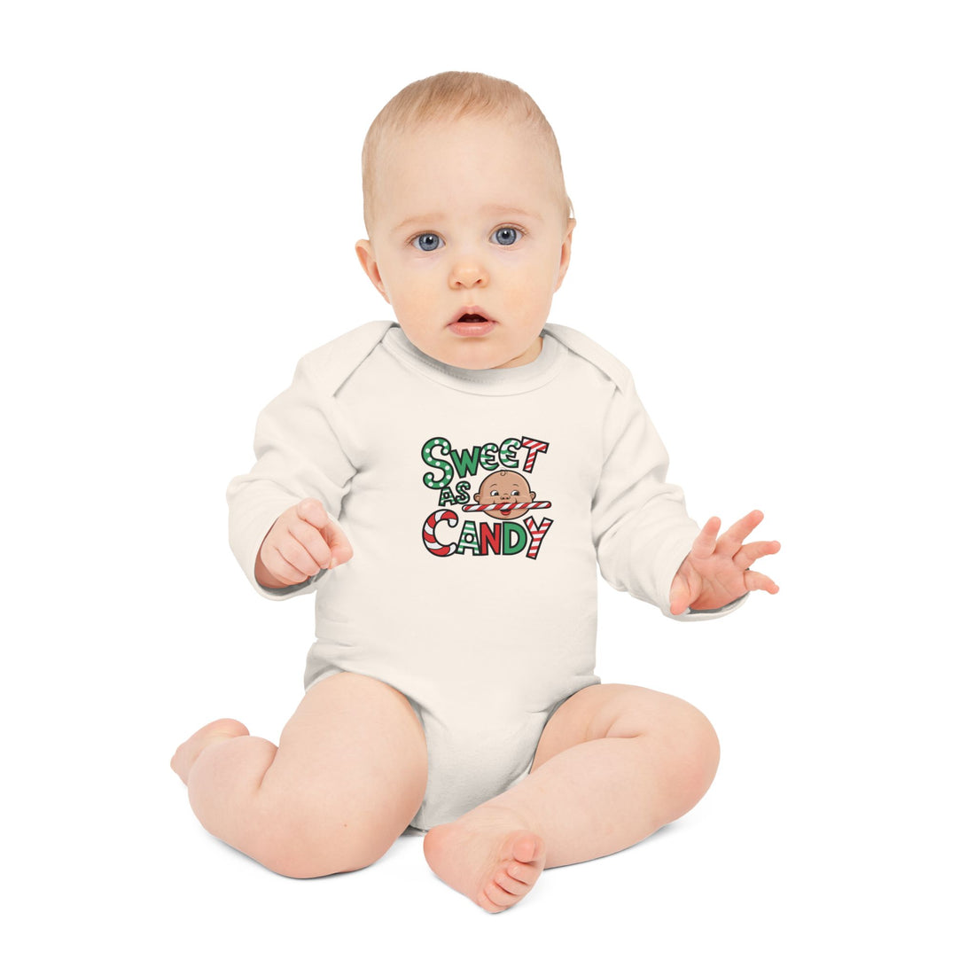 "Sweet as candy" Baby Long-Sleeve Organic Bodysuit