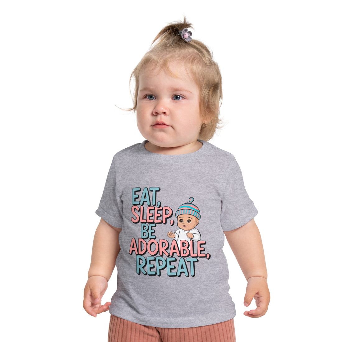 "Eat, sleep, be adorable, repeat" Baby Short Sleeve T-Shirt