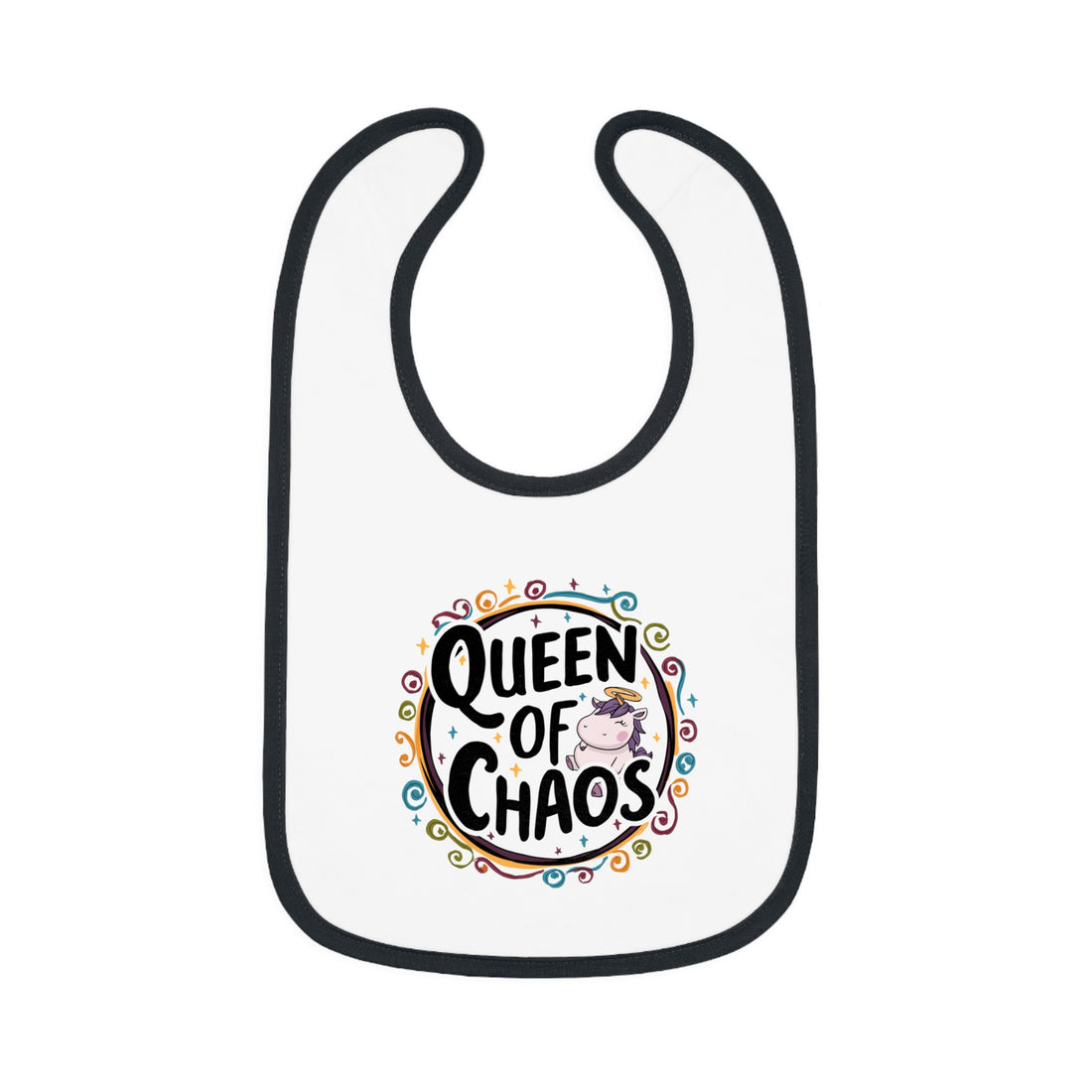 "Queen of chaos" Baby Contrast Trim Jersey Bib