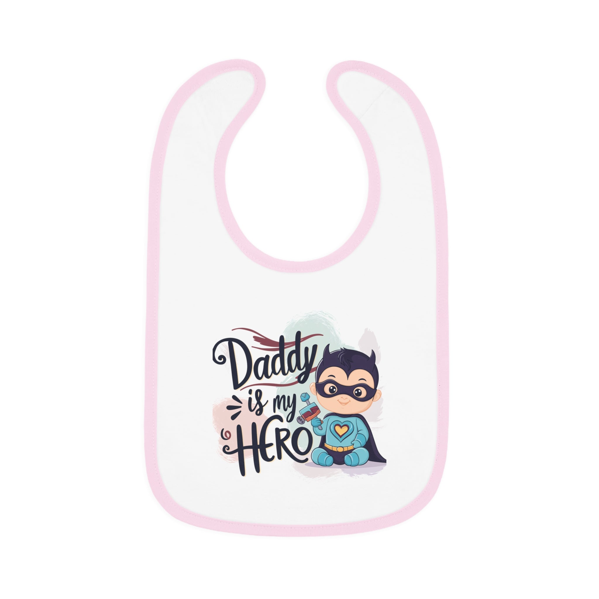 "Daddy is my hero" Baby Contrast Trim Jersey Bib