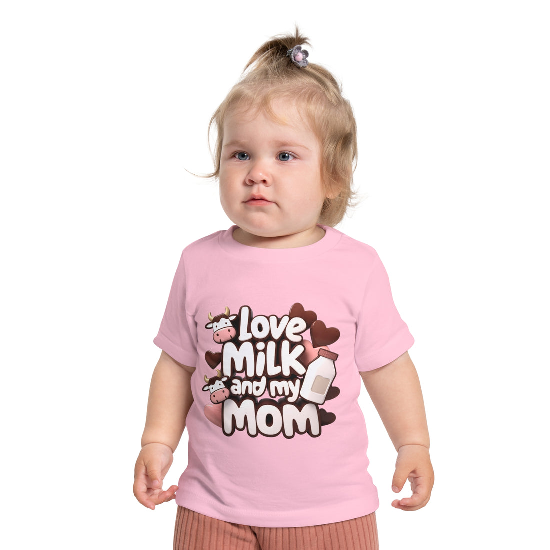 "Love milk and my mom" Baby Short Sleeve T-Shirt