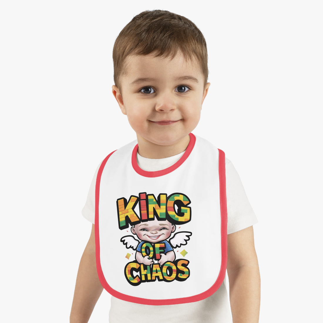 "King of chaos" Baby Contrast Trim Jersey Bib