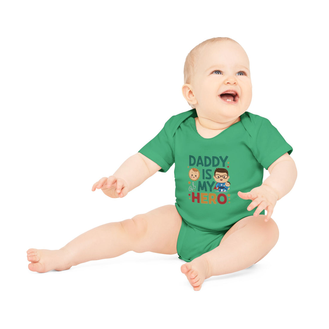 "Daddy is my hero" Baby Organic Short Sleeve Bodysuit