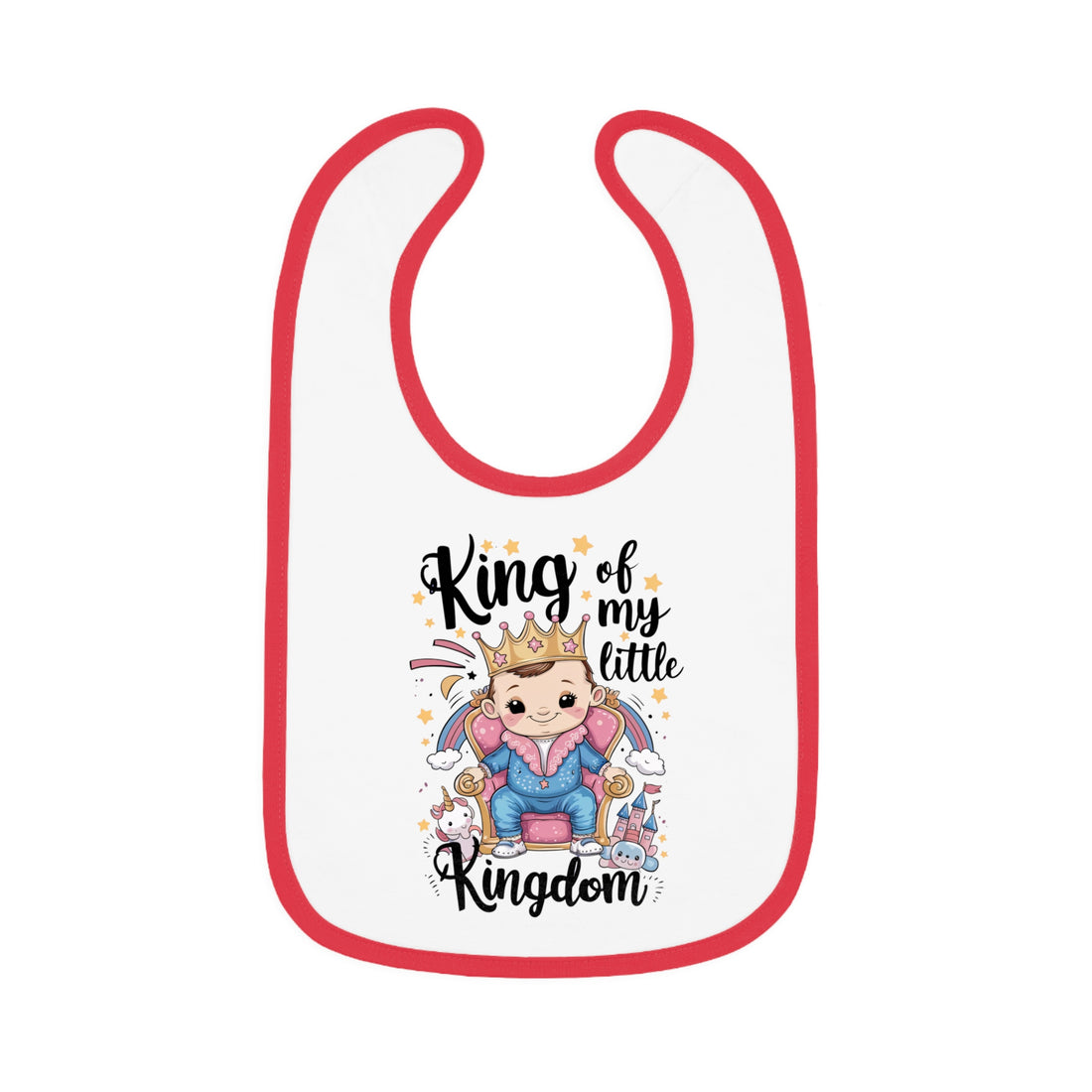 "King of my little kingdom" Baby Contrast Trim Jersey Bib