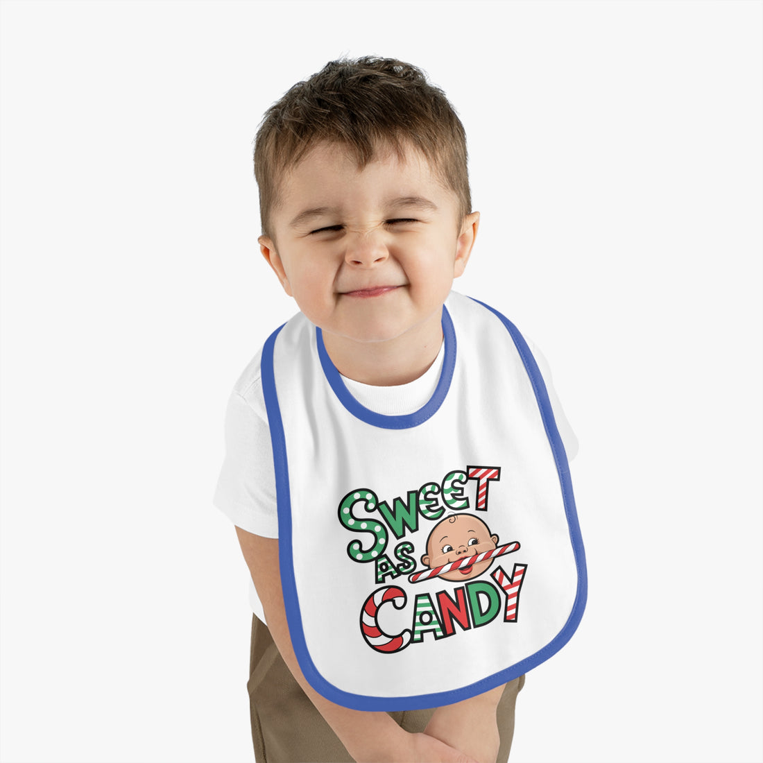 "Sweet as candy" Baby Contrast Trim Jersey Bib