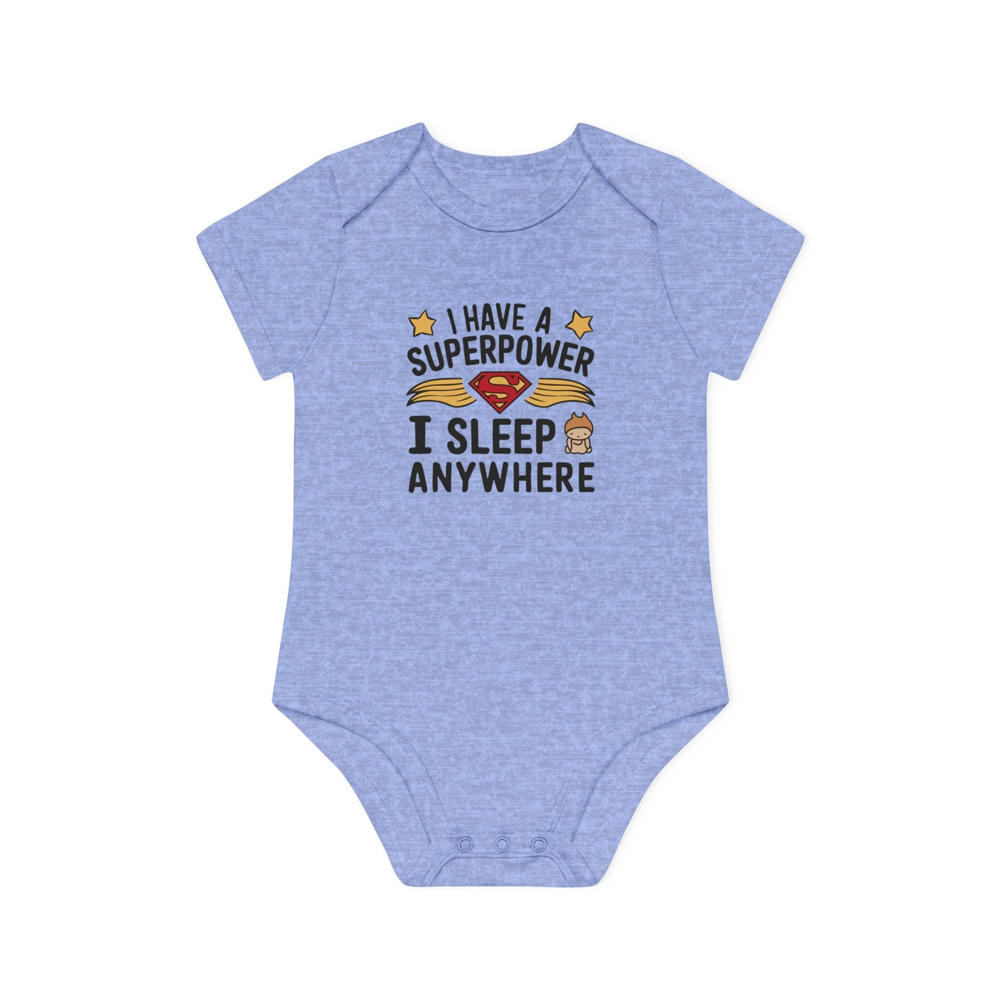 "I have a superpower I sleep anywhere" Baby Organic Short Sleeve Bodysuit