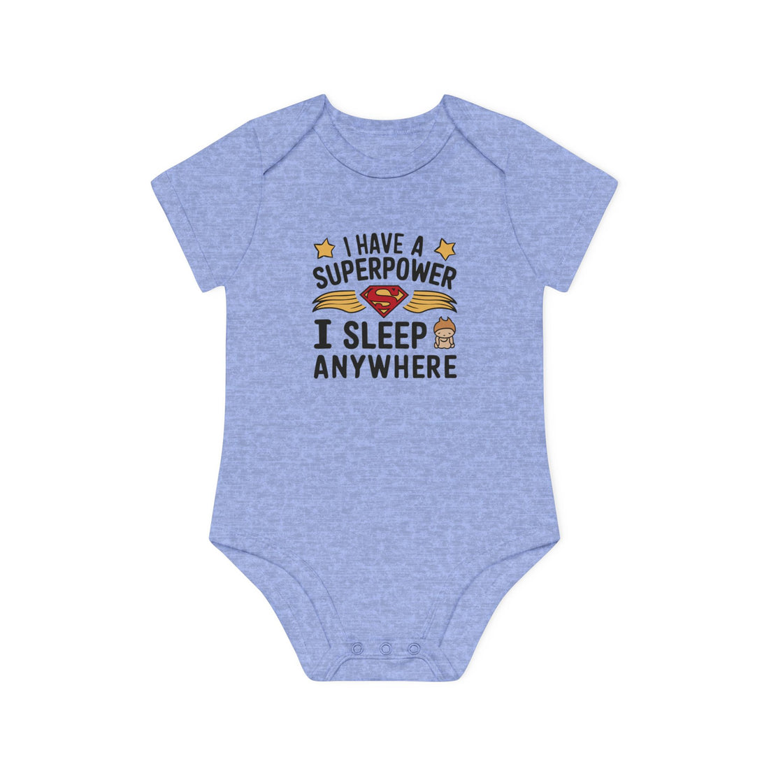 "I have a superpower I sleep anywhere" Baby Organic Short Sleeve Bodysuit