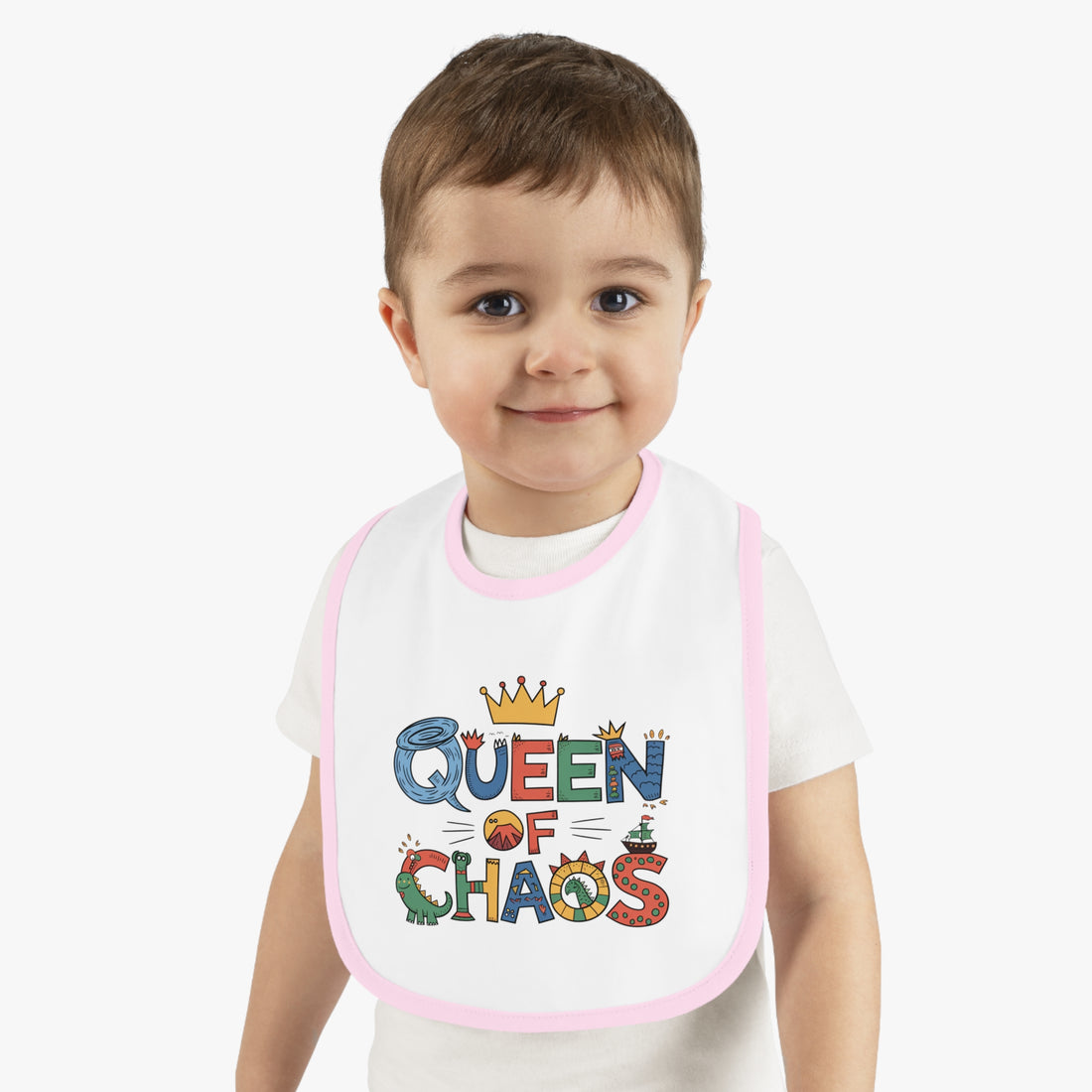 "Queen of chaos" Baby Contrast Trim Jersey Bib