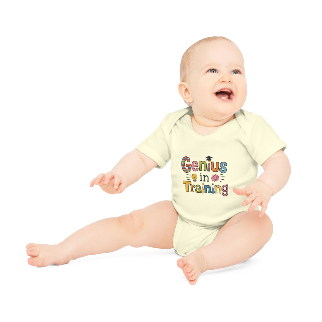 "Genius in training" Baby Organic Short Sleeve Bodysuit