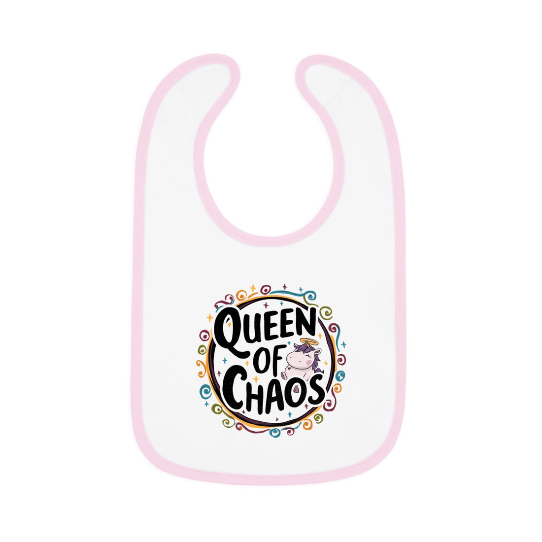 "Queen of chaos" Baby Contrast Trim Jersey Bib