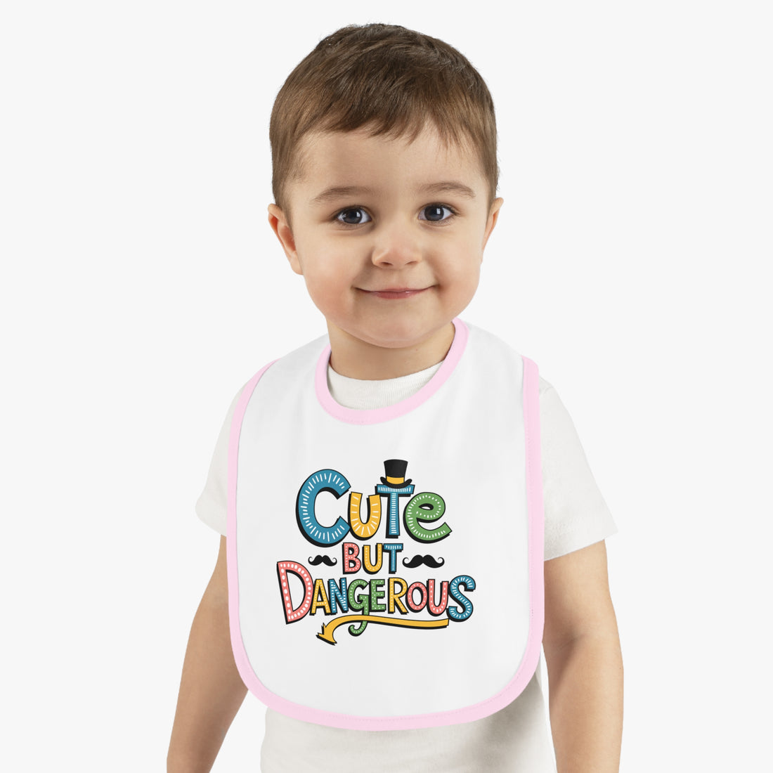 "Cute but dangerous" Baby Contrast Trim Jersey Bib