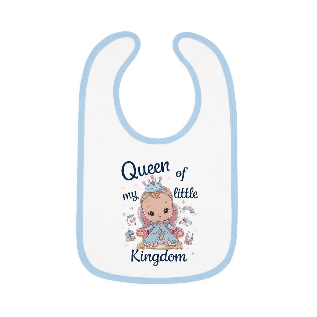 "Queen of my little kingdom" Baby Contrast Trim Jersey Bib