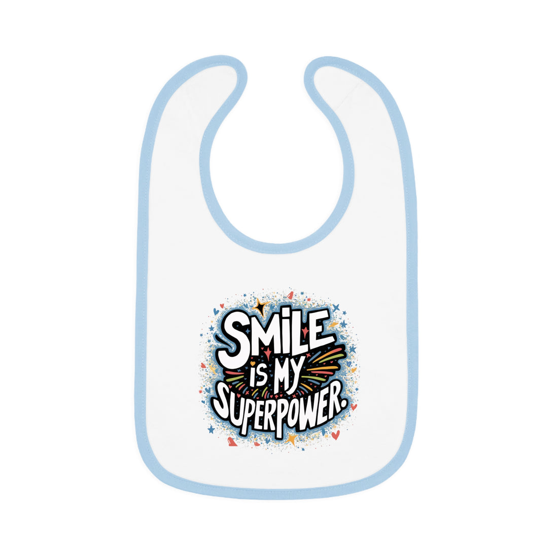 "Smile is my superpower" Baby Contrast Trim Jersey Bib