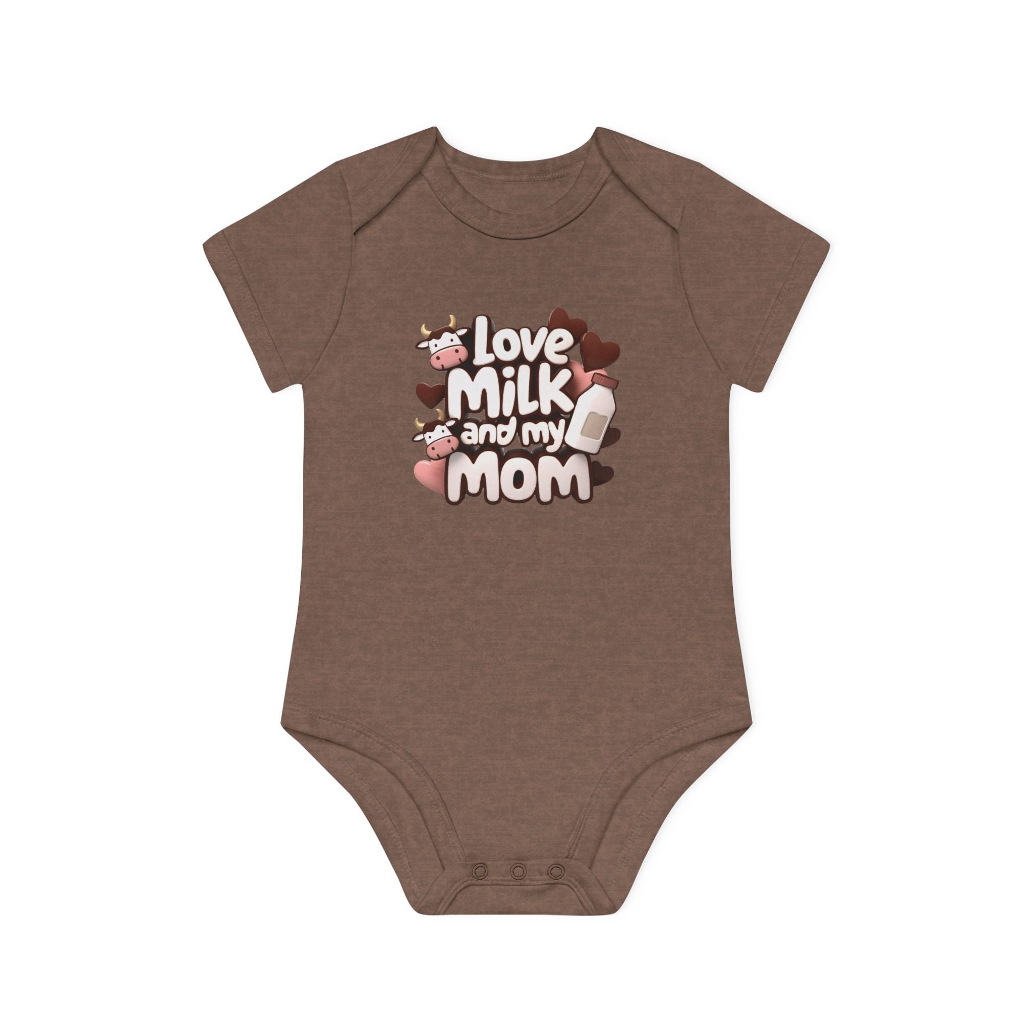 "I love milk and my mom" Baby Organic Short Sleeve Bodysuit