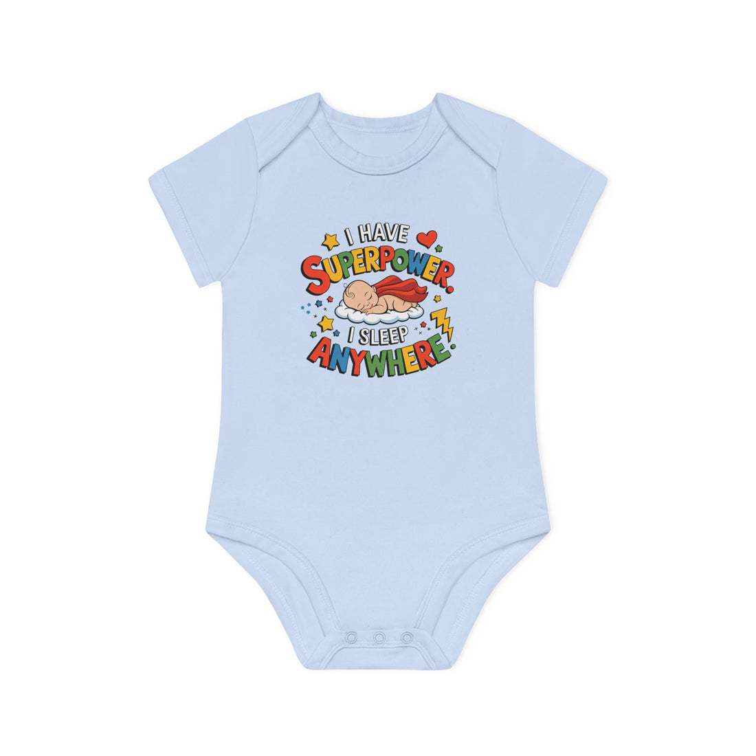 "I have superpower I sleep anywhere" Baby Organic Short Sleeve Bodysuit