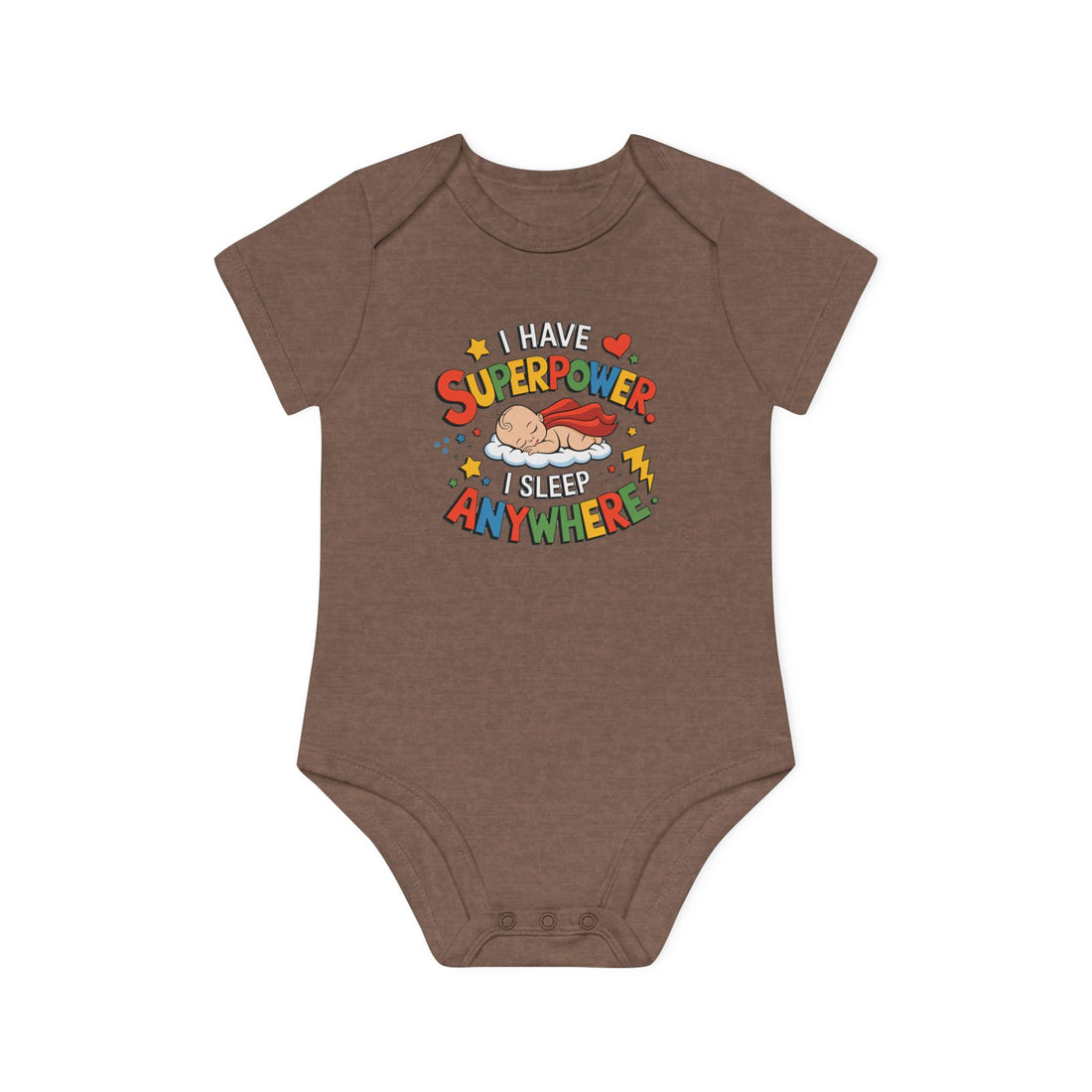 "I have superpower I sleep anywhere" Baby Organic Short Sleeve Bodysuit