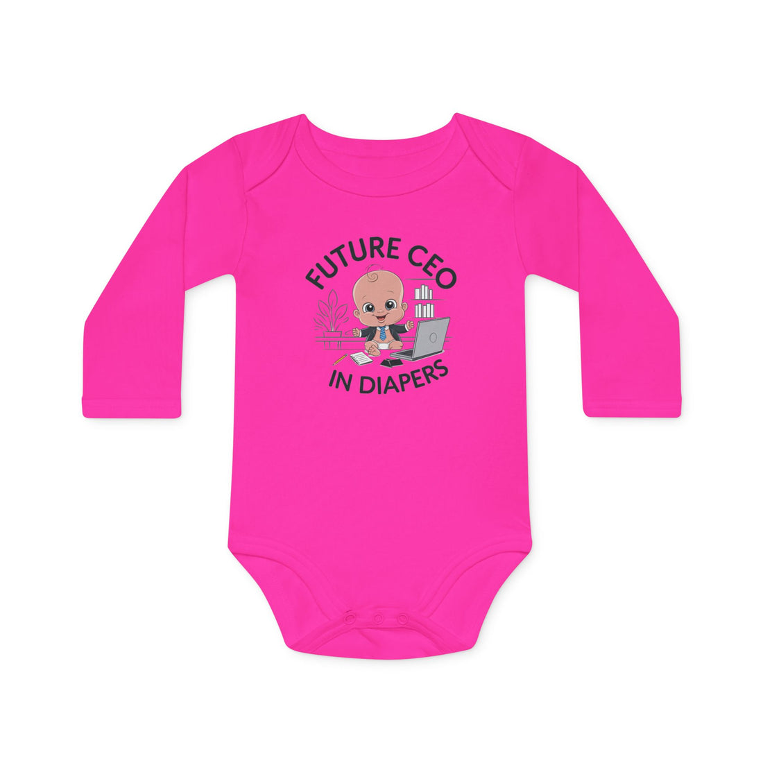 "Future CEO in diapers" Baby Long-Sleeve Organic Bodysuit