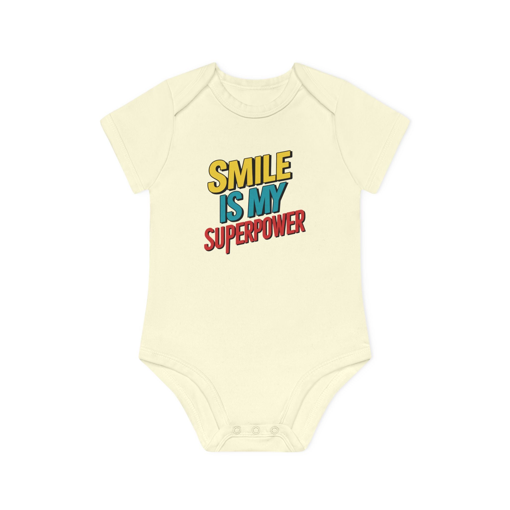 "Smile is my superpower" Baby Organic Short Sleeve Bodysuit