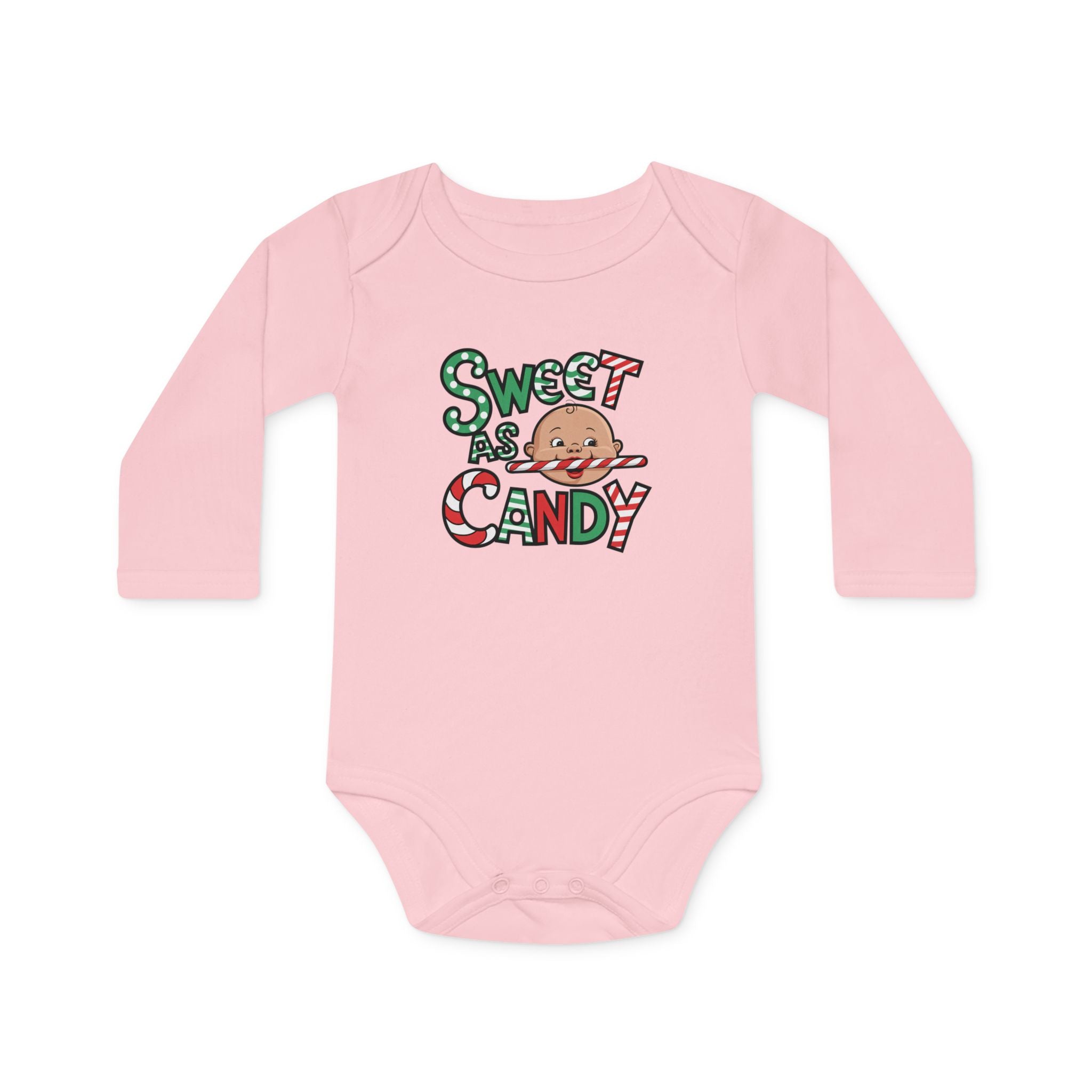 "Sweet as candy" Baby Long-Sleeve Organic Bodysuit
