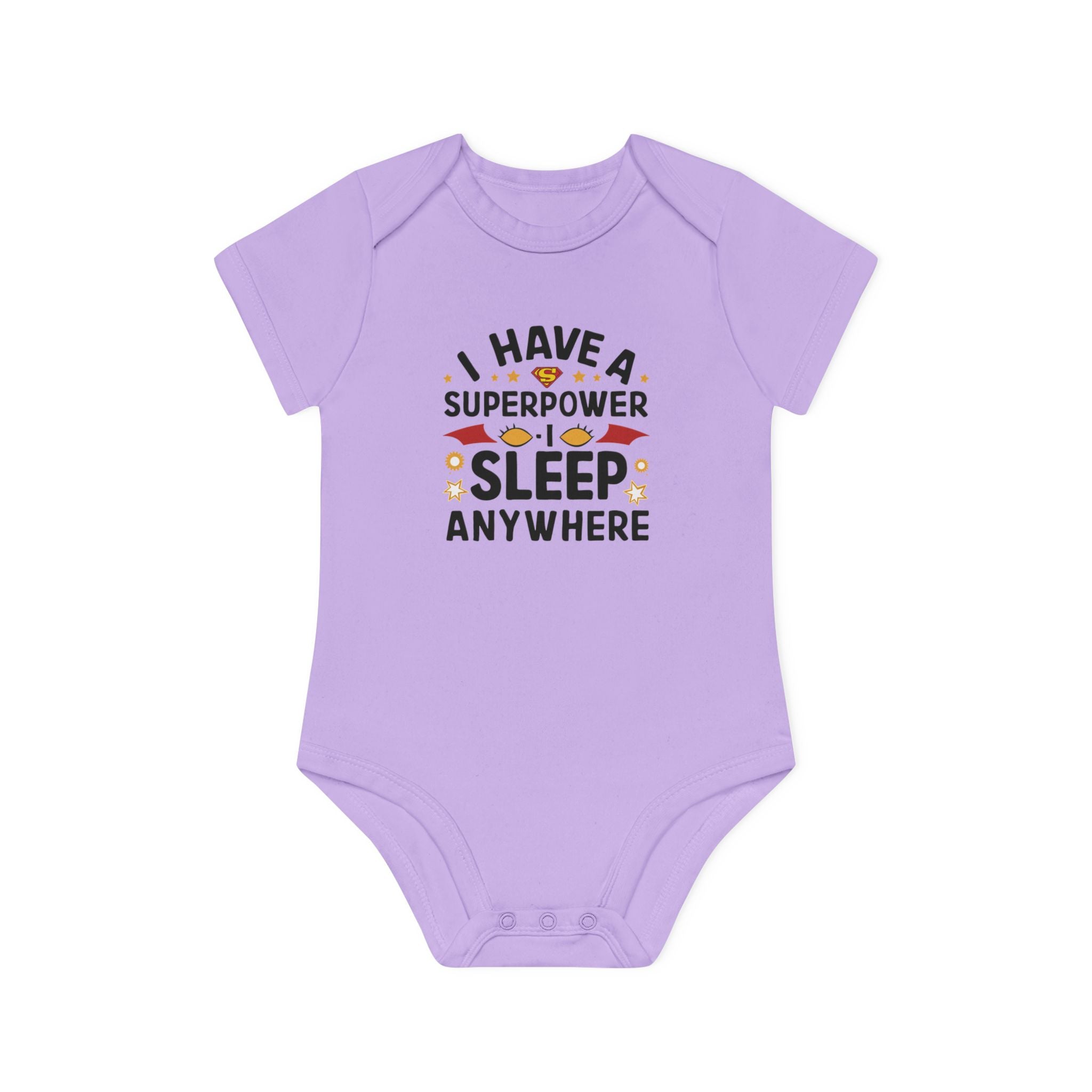 "I have a superpower I sleep anywhere" Baby Organic Short Sleeve Bodysuit