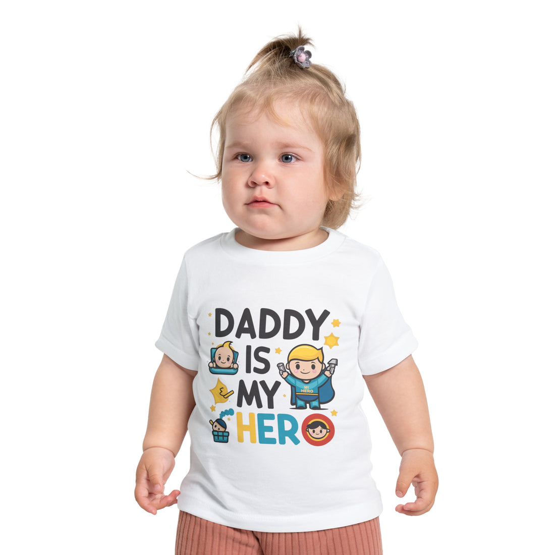 "Daddy is my hero" Baby Short Sleeve T-Shirt