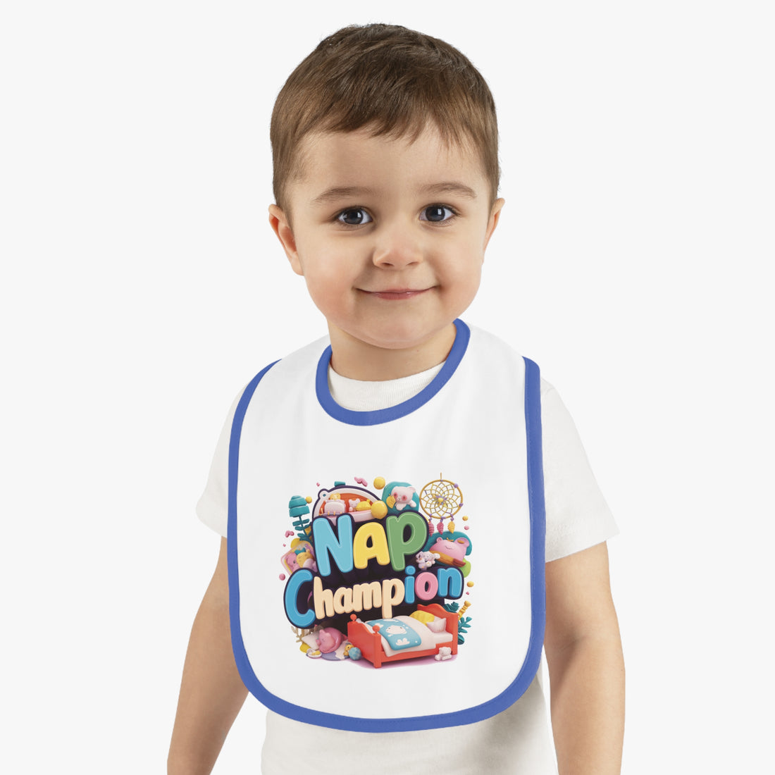 "Nap champion" Baby Contrast Trim Jersey Bib