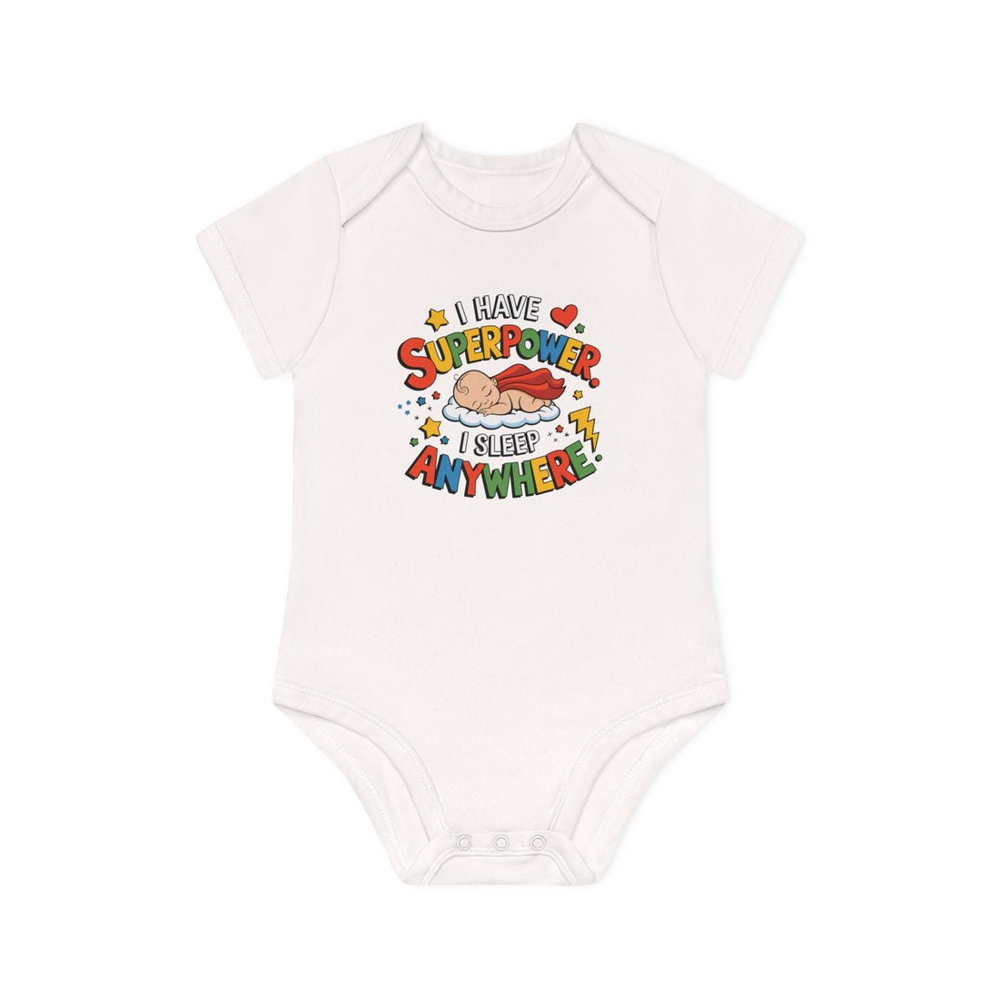 "I have superpower I sleep anywhere" Baby Organic Short Sleeve Bodysuit