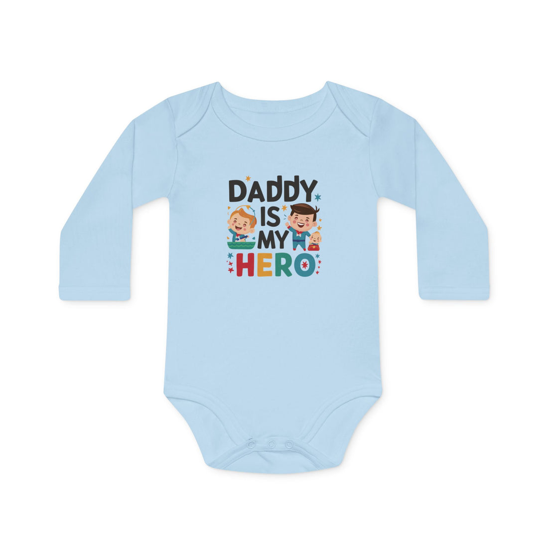 "Daddy is my hero" Baby Long-Sleeve Organic Bodysuit