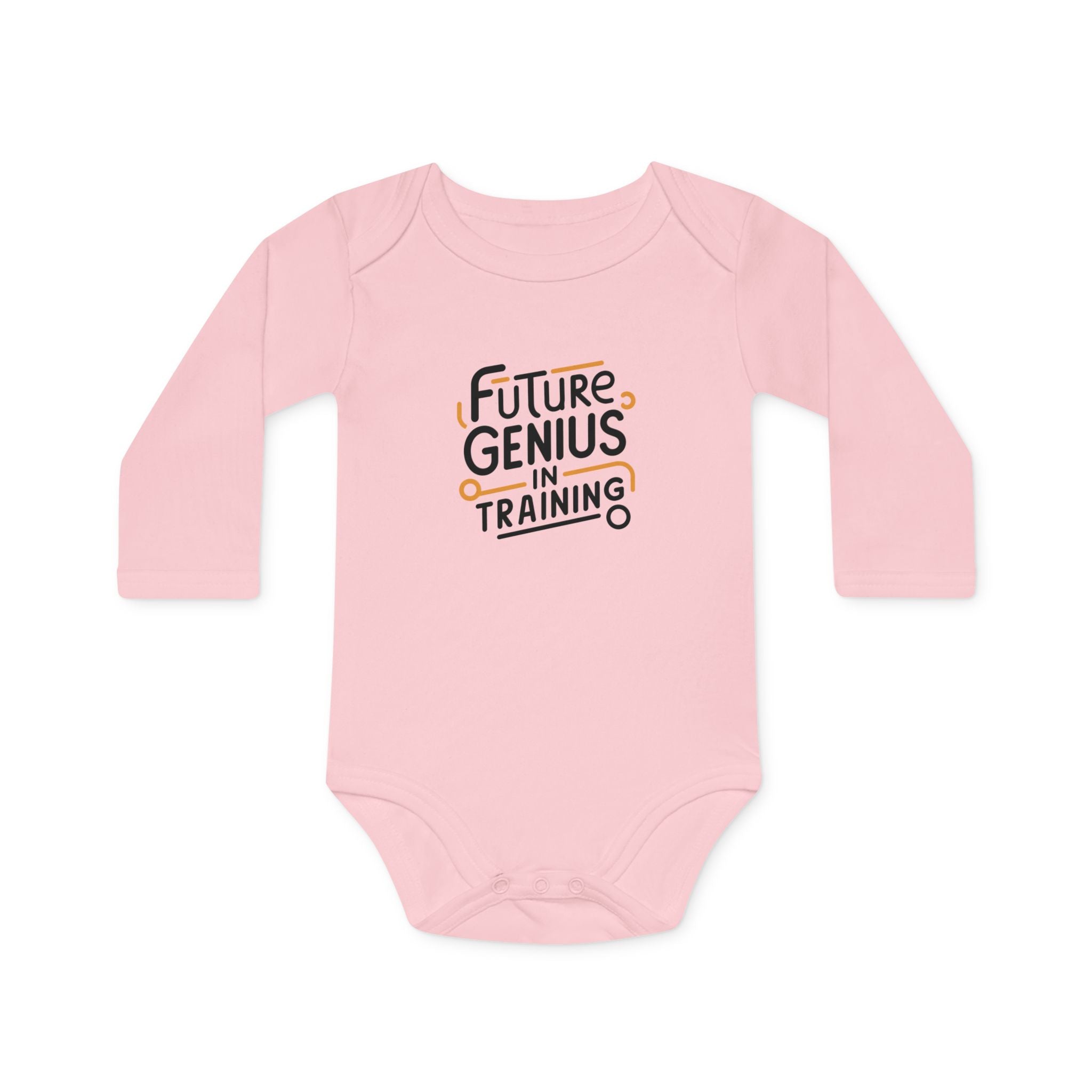 "Future genius in training" Baby Long-Sleeve Organic Bodysuit